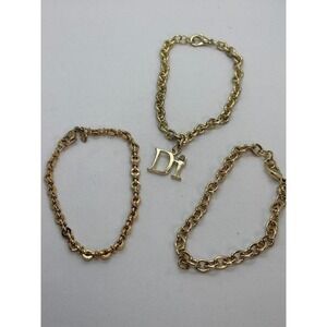 Gold Tone Chain Charm Bracelets Vintage Monet and others